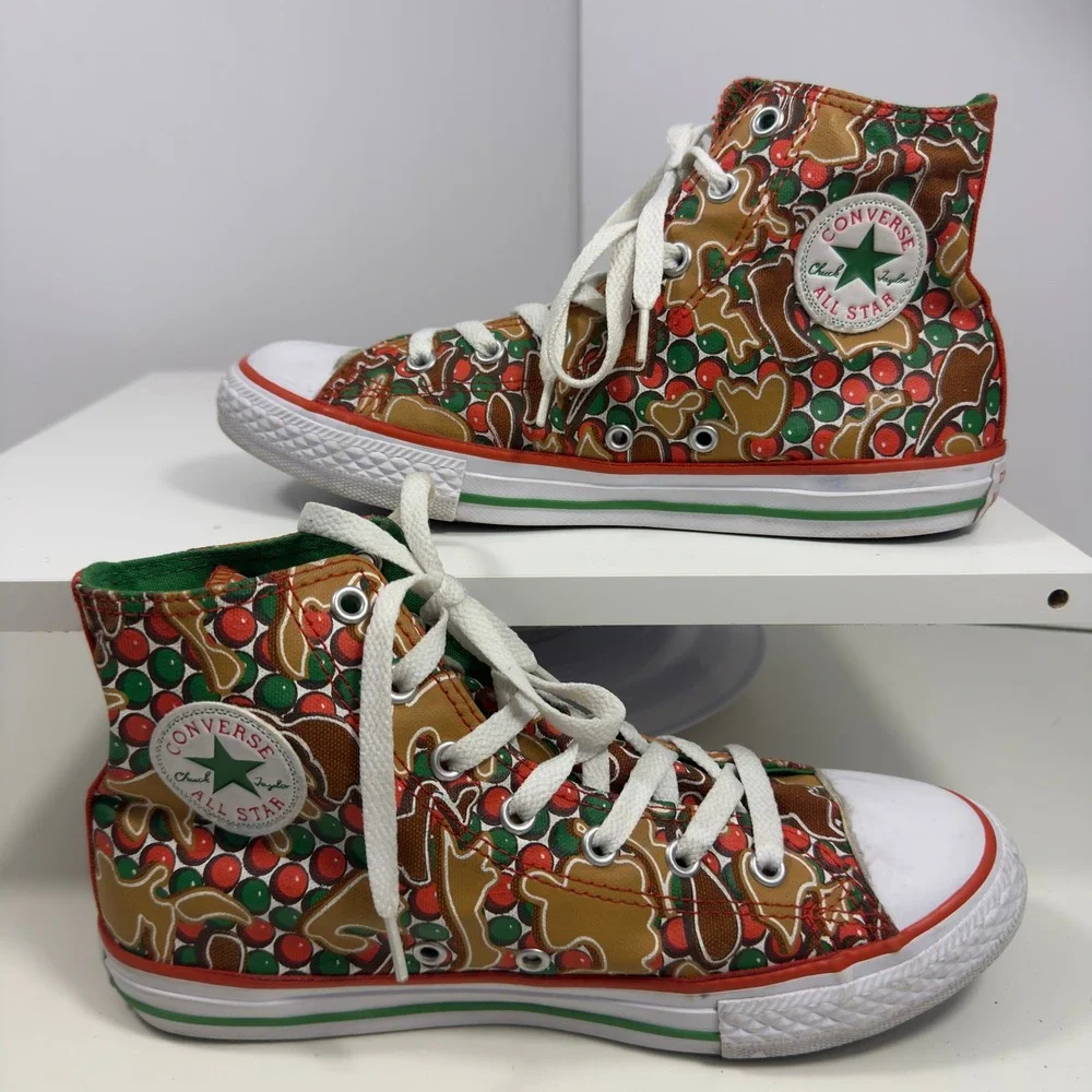 Converse Chuck Taylor All Star Junior 4.5 Red Green Gingerbread Christmas Hi Top
